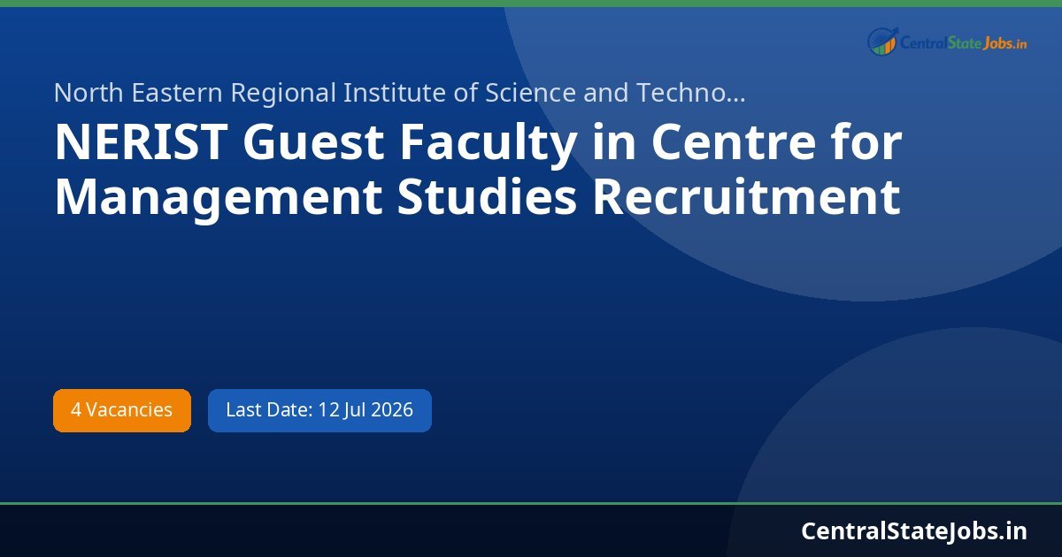 NERIST Guest Faculty in Centre for Management Studies Recruitment 2026