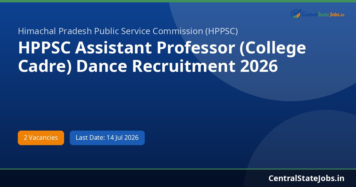 HPPSC Assistant Professor (College Cadre) Dance Recruitment 2026
