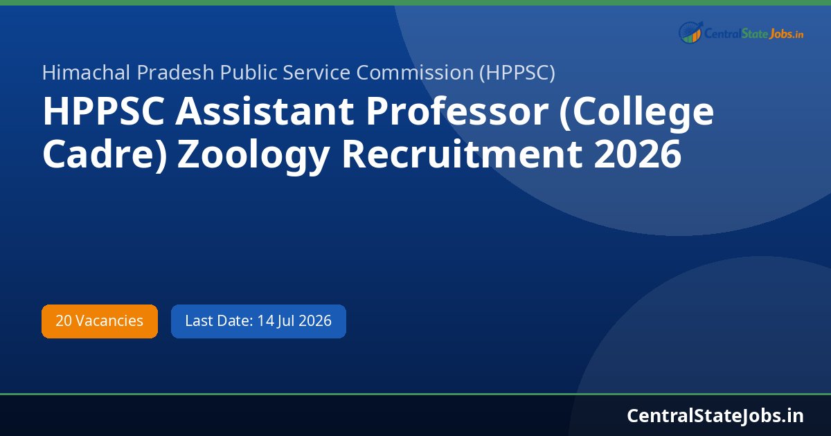 HPPSC Assistant Professor (College Cadre) Zoology Recruitment 2026