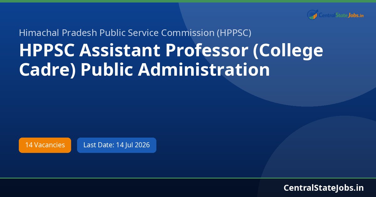 HPPSC Assistant Professor (College Cadre) Public Administration Recruitment 2026
