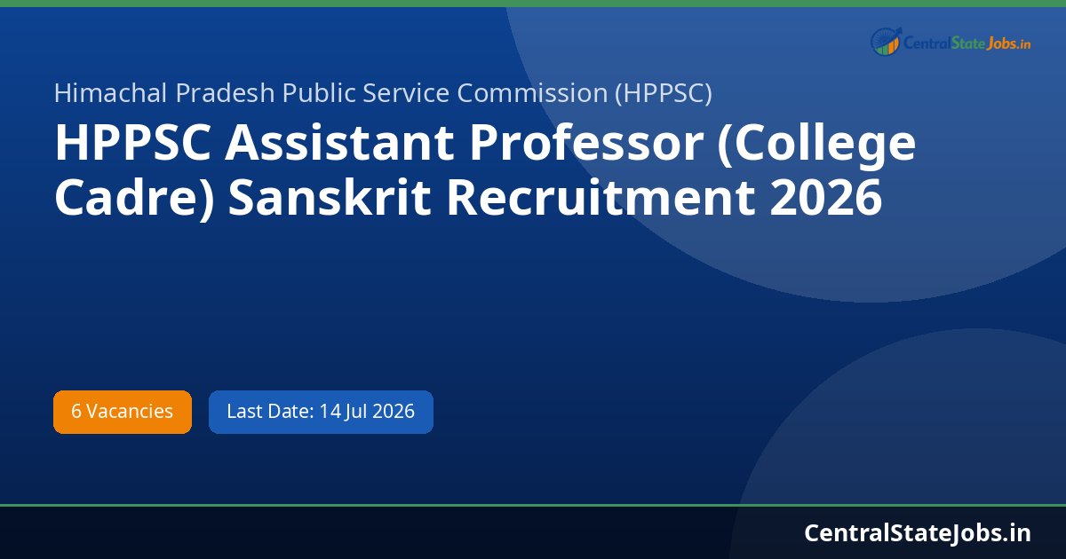 HPPSC Assistant Professor (College Cadre) Sanskrit Recruitment 2026