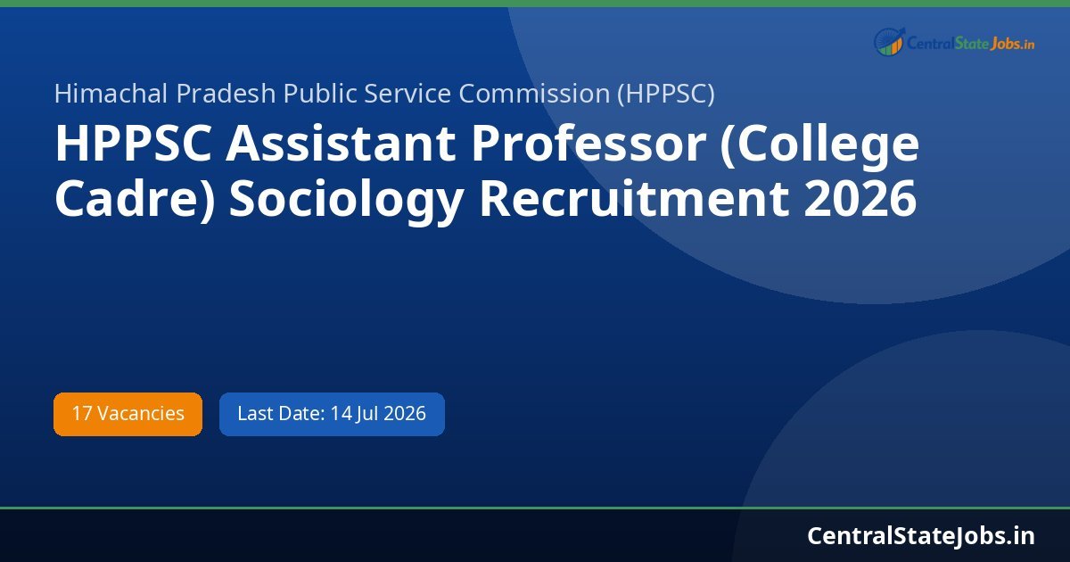 HPPSC Assistant Professor (College Cadre) Sociology Recruitment 2026