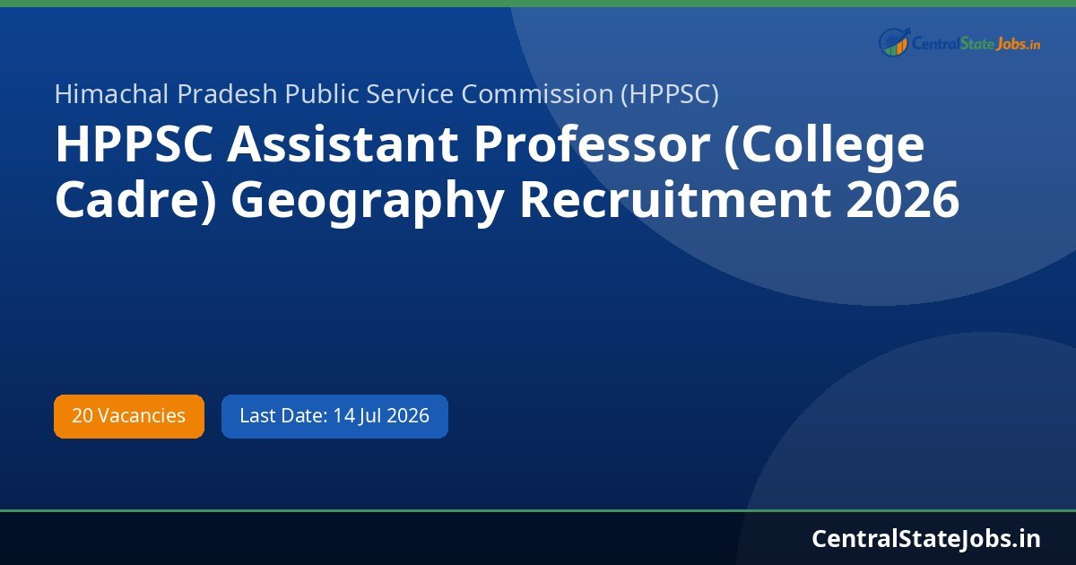HPPSC Assistant Professor (College Cadre) Geography Recruitment 2026