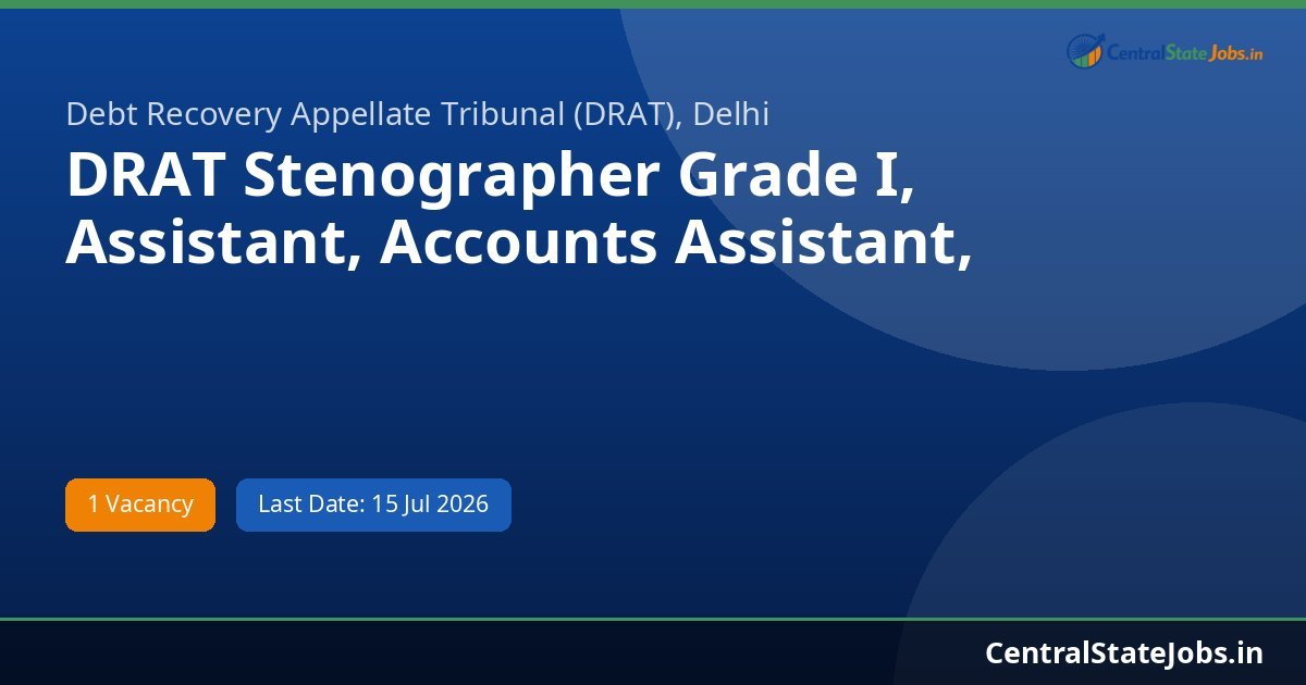 DRAT Stenographer Grade I, Assistant, Accounts Assistant, Upper Recruitment 2026