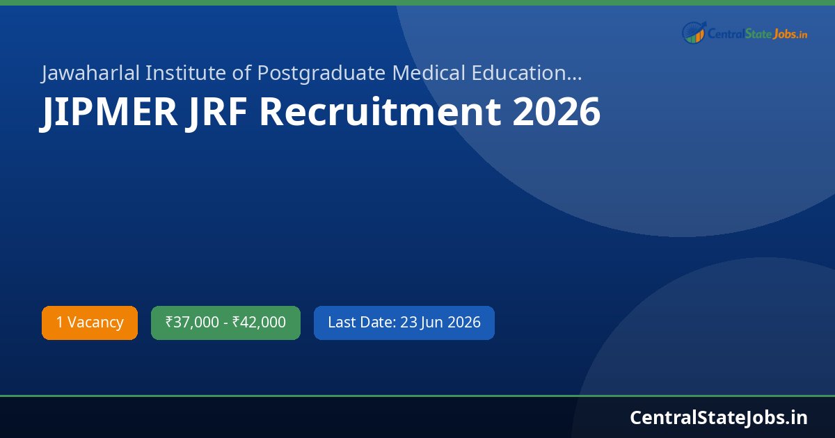 JIPMER JRF Recruitment 2026