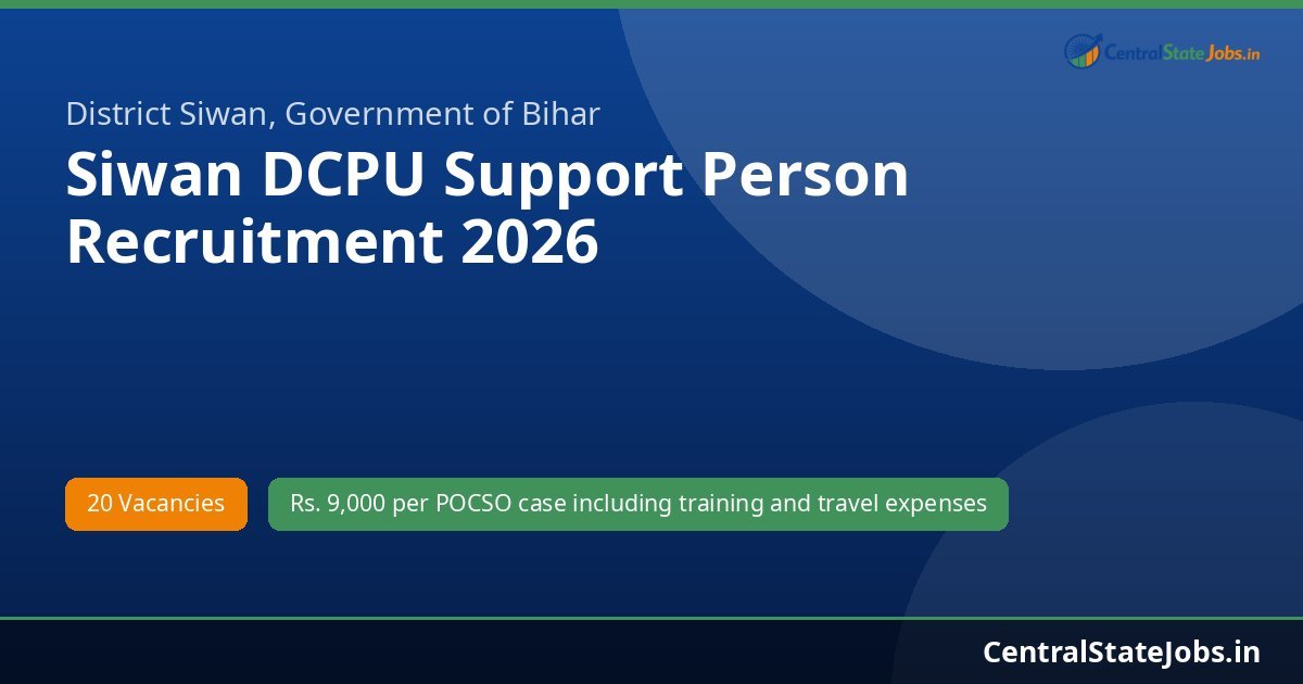 Siwan DCPU Support Person Recruitment 2026