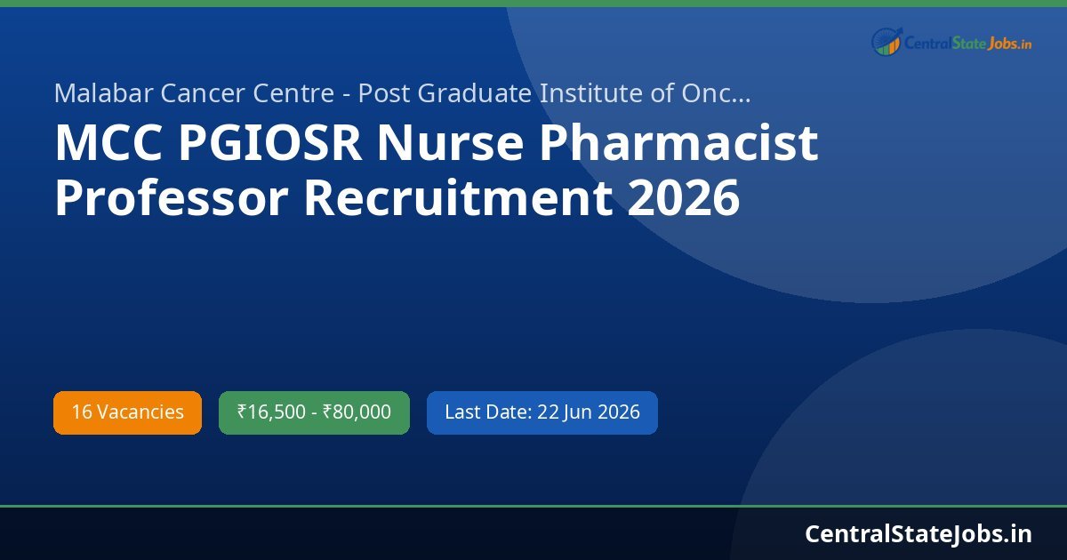 MCC PGIOSR Nurse Pharmacist Professor Recruitment 2026