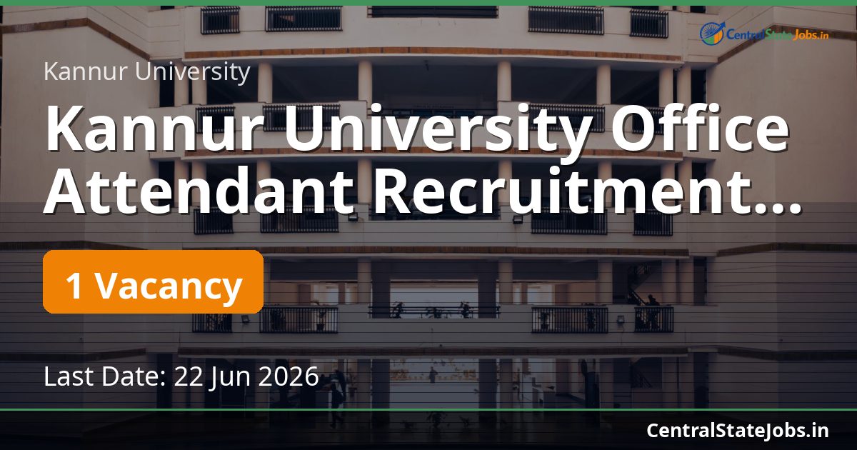 Kannur University Office Attendant Recruitment 2026