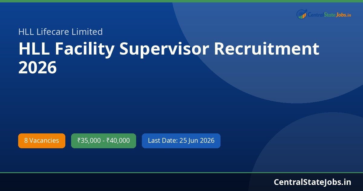 HLL Facility Supervisor Recruitment 2026