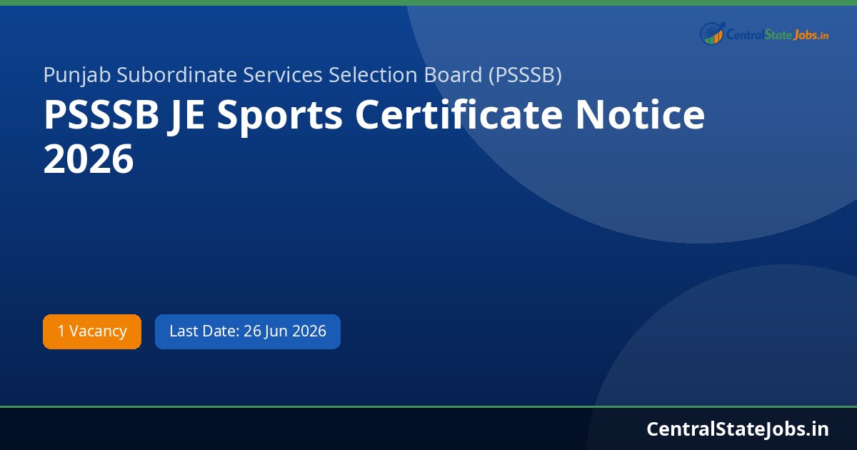 PSSSB JE Sports Certificate Notice 2026