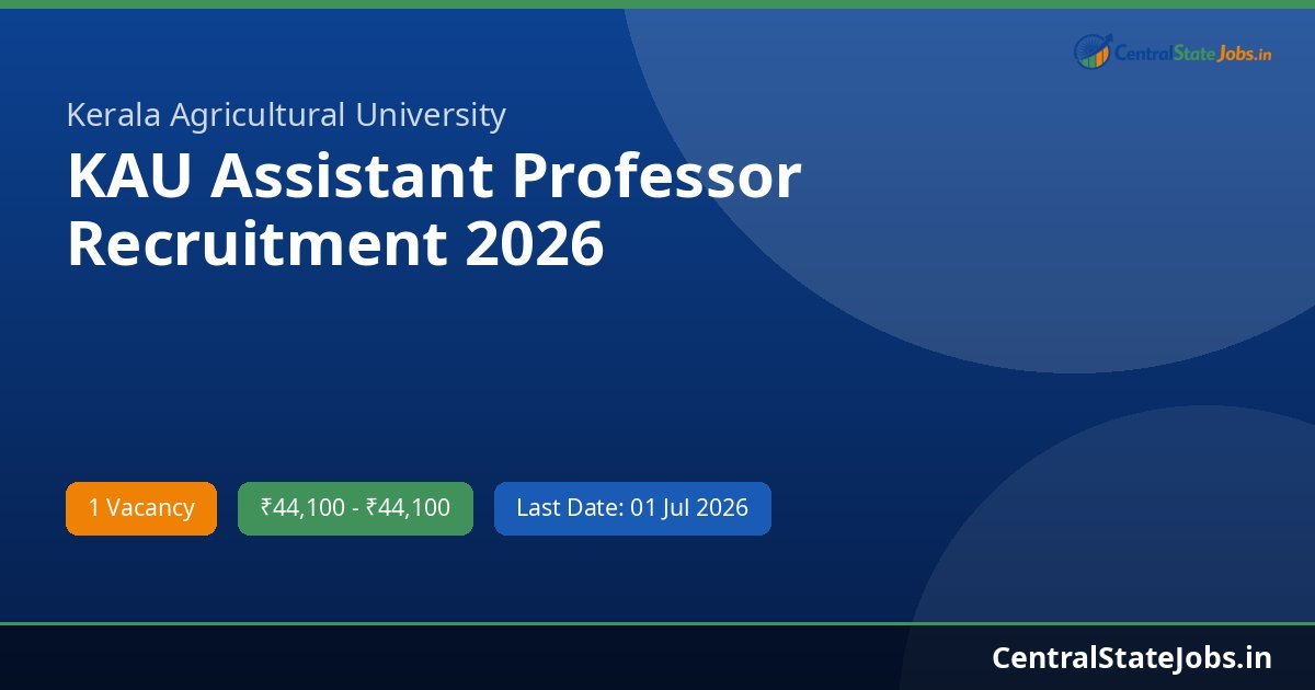KAU Assistant Professor Recruitment 2026