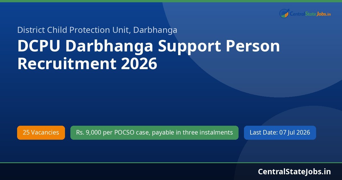 DCPU Darbhanga Support Person Recruitment 2026