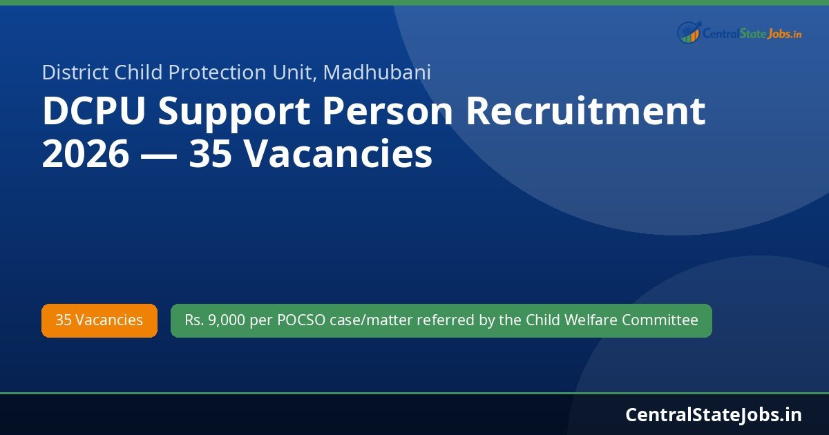 DCPU Support Person Recruitment 2026 — 35 Vacancies