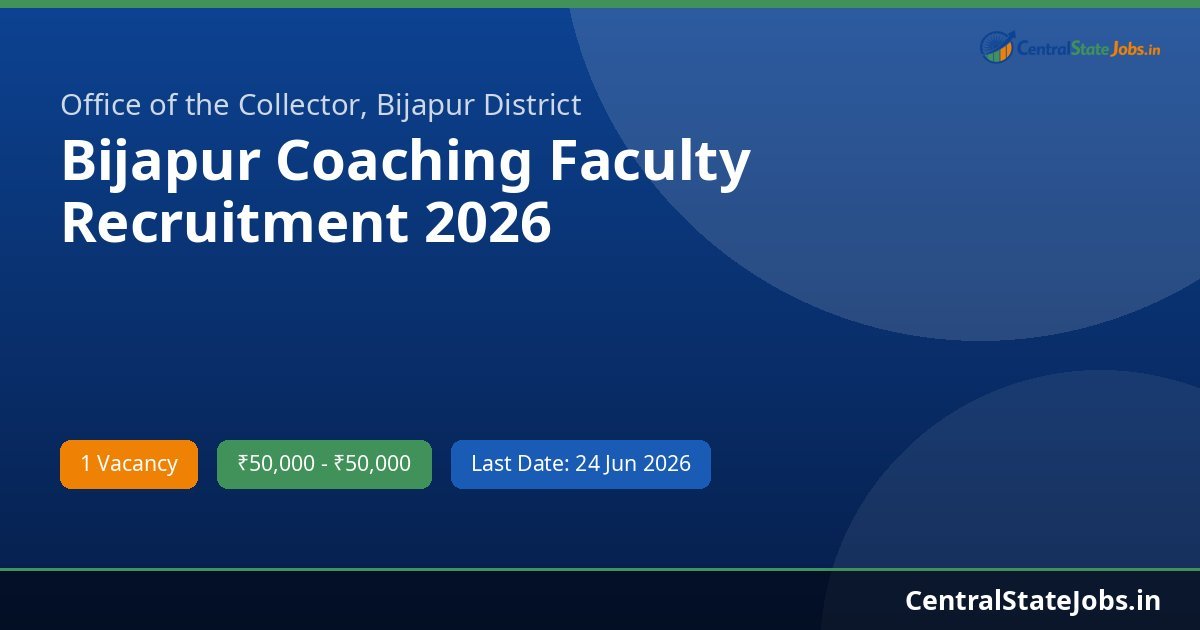 Bijapur Coaching Faculty Recruitment 2026