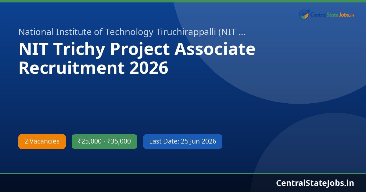 NIT Trichy Project Associate Recruitment 2026