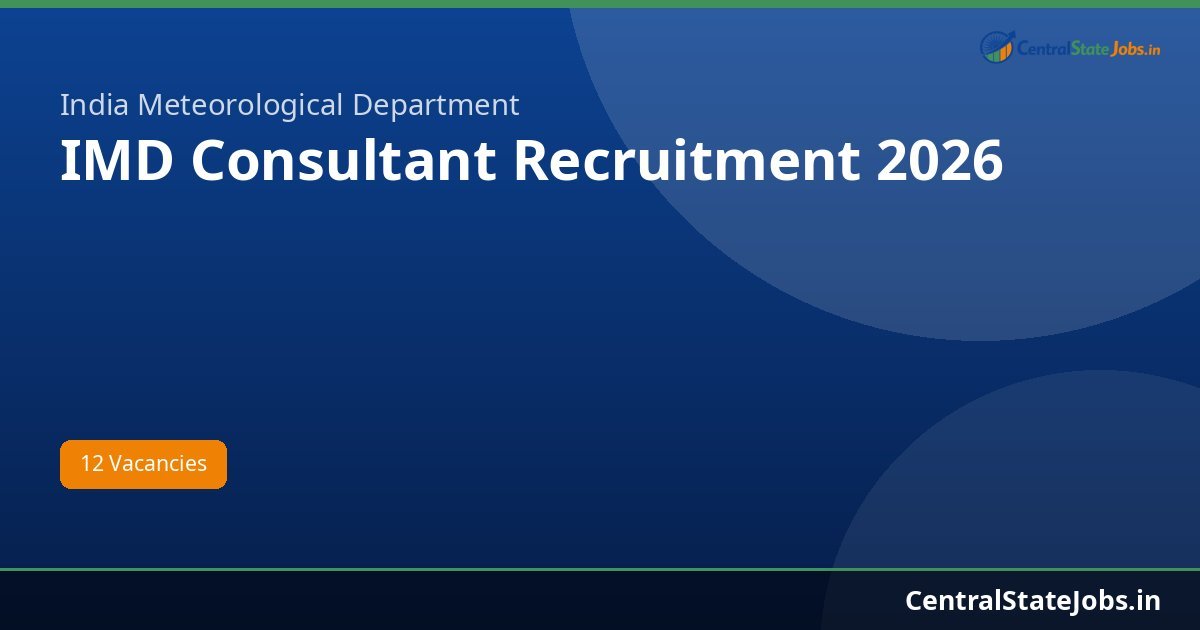 IMD Consultant Recruitment 2026