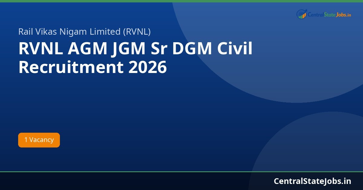 RVNL AGM JGM Sr DGM Civil Recruitment 2026