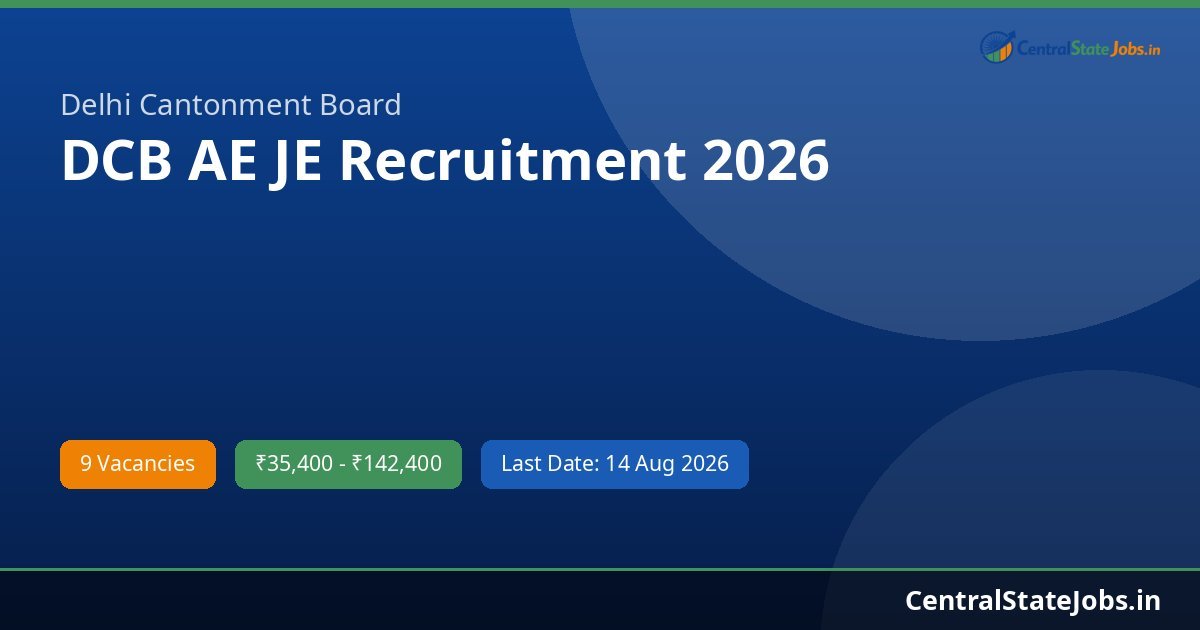 DCB AE JE Recruitment 2026