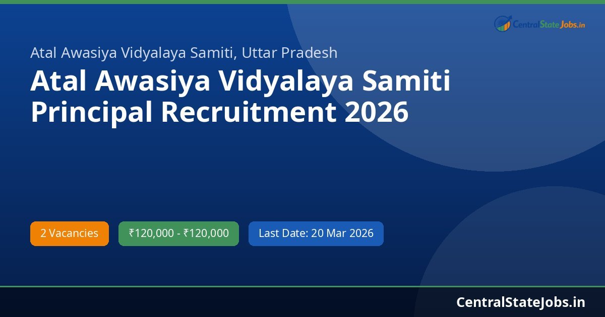 Atal Awasiya Vidyalaya Samiti Principal Recruitment 2026