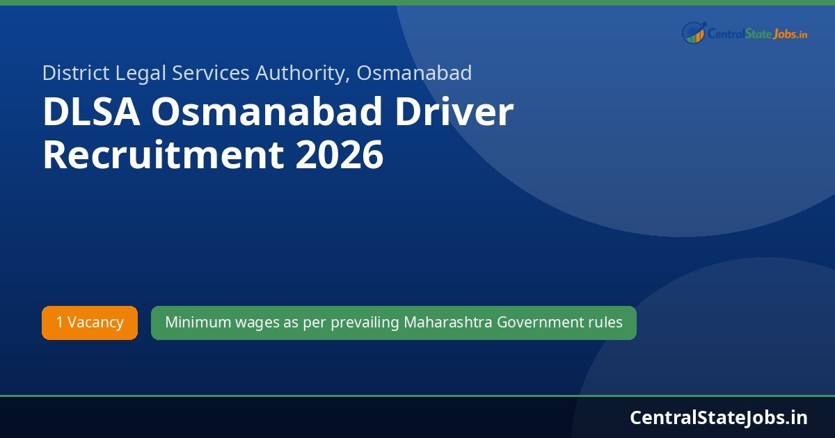 DLSA Osmanabad Driver Recruitment 2026