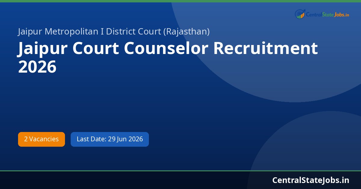 Jaipur Court Counselor Recruitment 2026