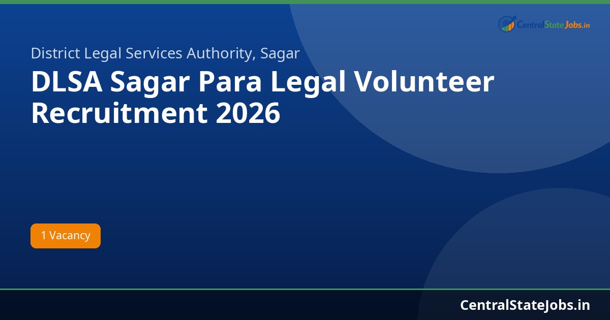 DLSA Sagar Para Legal Volunteer Recruitment 2026