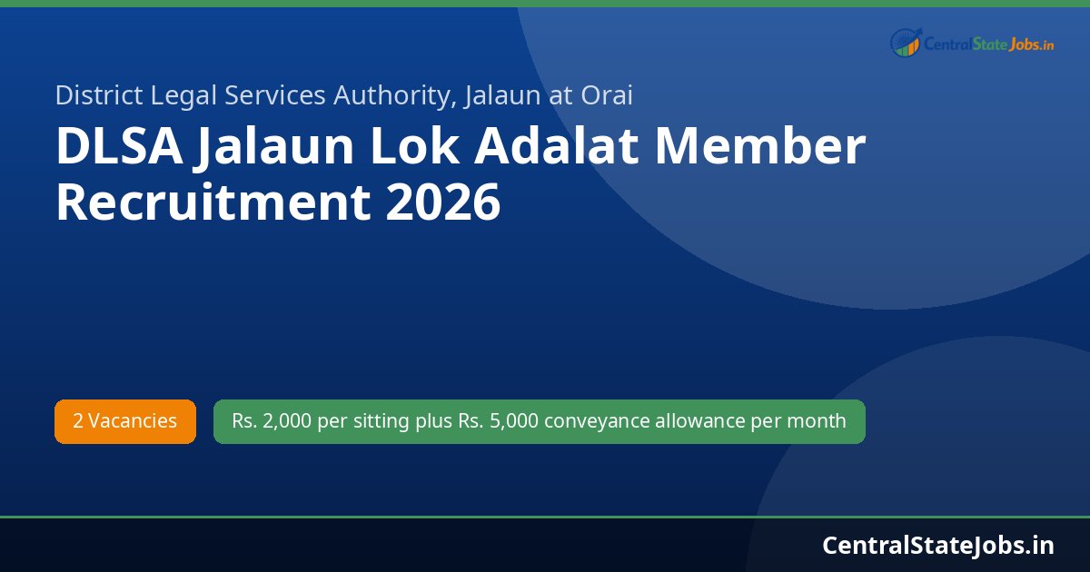 DLSA Jalaun Lok Adalat Member Recruitment 2026