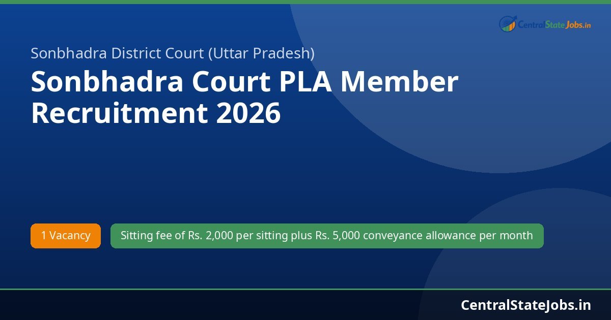 Sonbhadra Court PLA Member Recruitment 2026