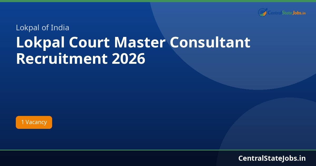 Lokpal Court Master Consultant Recruitment 2026