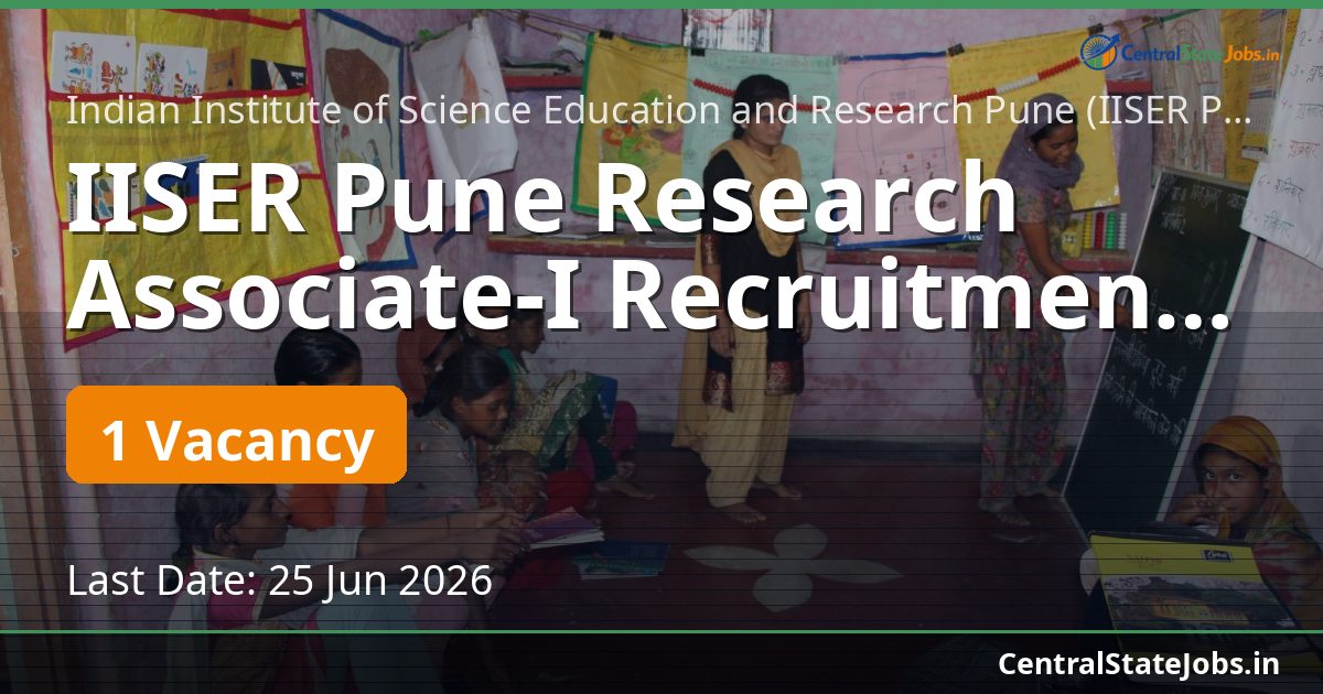 IISER Pune Research Associate-I Recruitment 2026