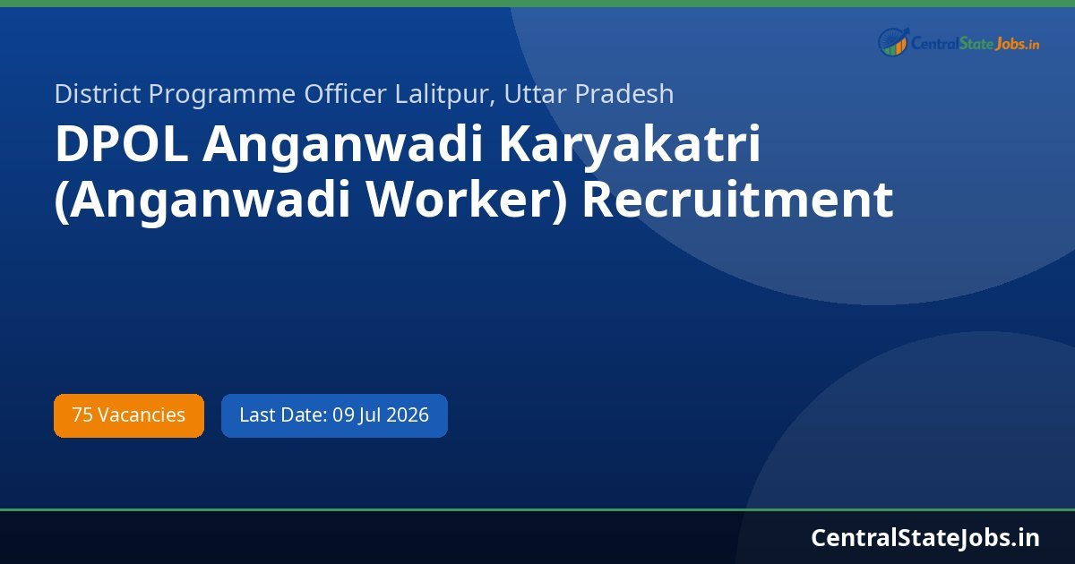 DPOL Anganwadi Karyakatri (Anganwadi Worker) Recruitment 2026 - 75 Vacancies