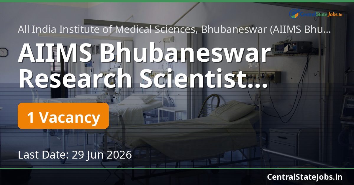 AIIMS Bhubaneswar Research Scientist Recruitment 2026