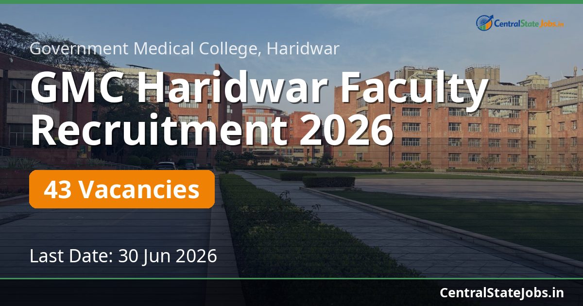 GMC Haridwar Faculty Recruitment 2026 — 43 Vacancies