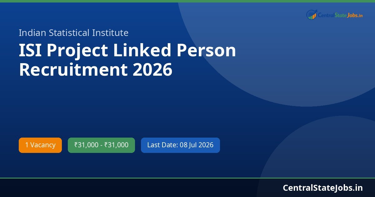 ISI Project Linked Person Recruitment 2026