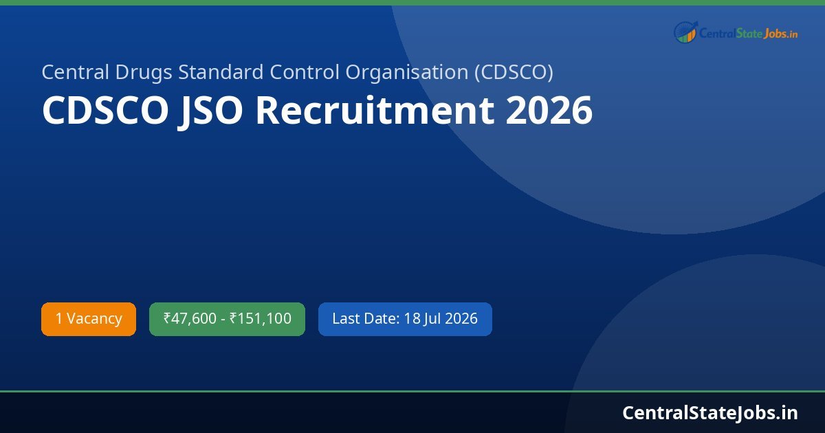 CDSCO JSO Recruitment 2026