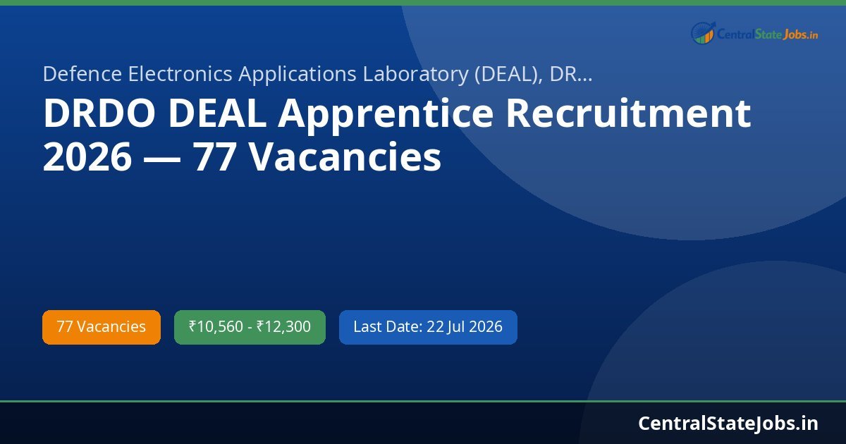 DRDO DEAL Apprentice Recruitment 2026 — 77 Vacancies