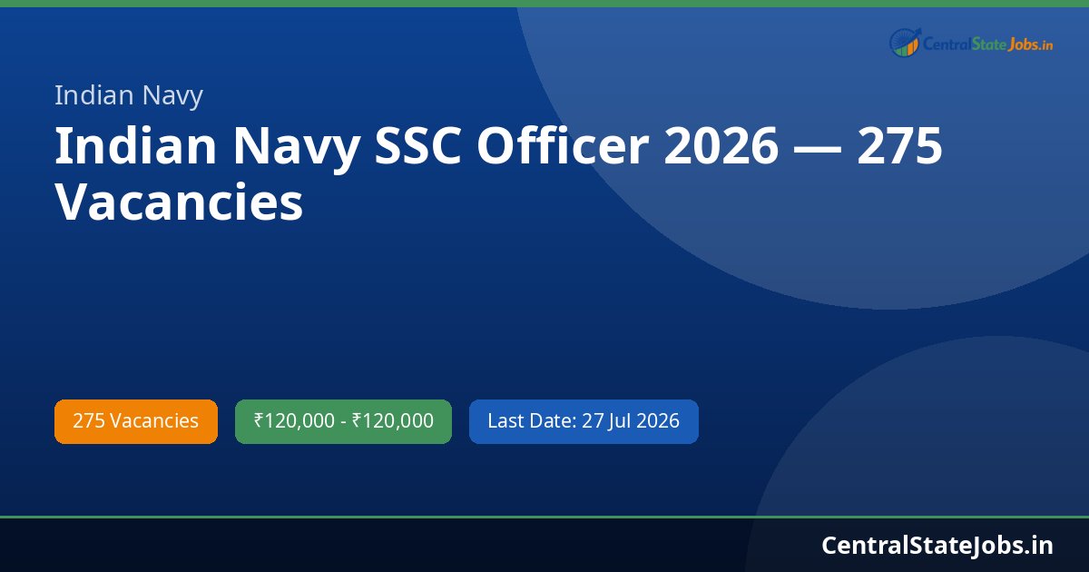 Indian Navy SSC Officer 2026 — 275 Vacancies