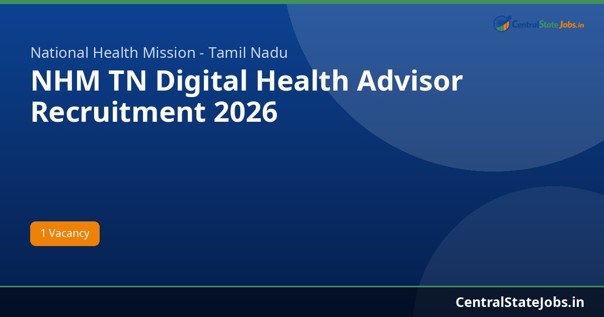 NHM TN Digital Health Advisor Recruitment 2026