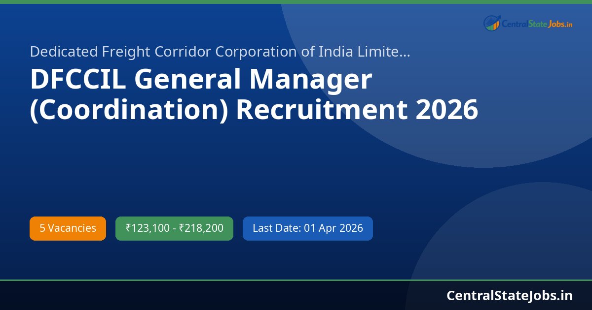 DFCCIL General Manager (Coordination) Recruitment 2026