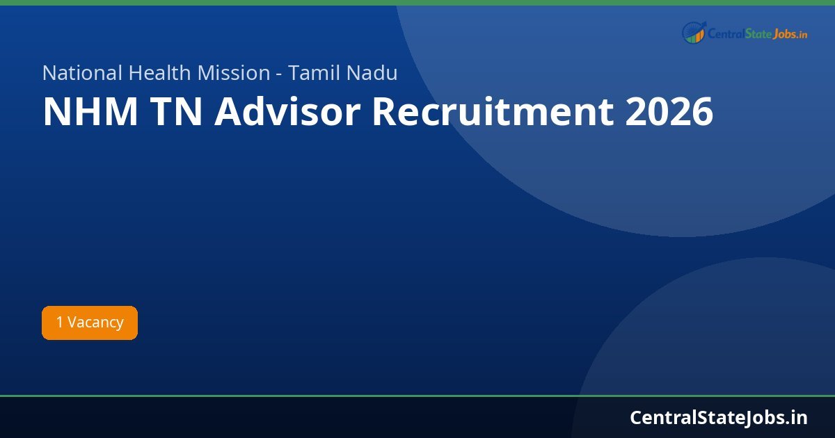 NHM TN Advisor Recruitment 2026