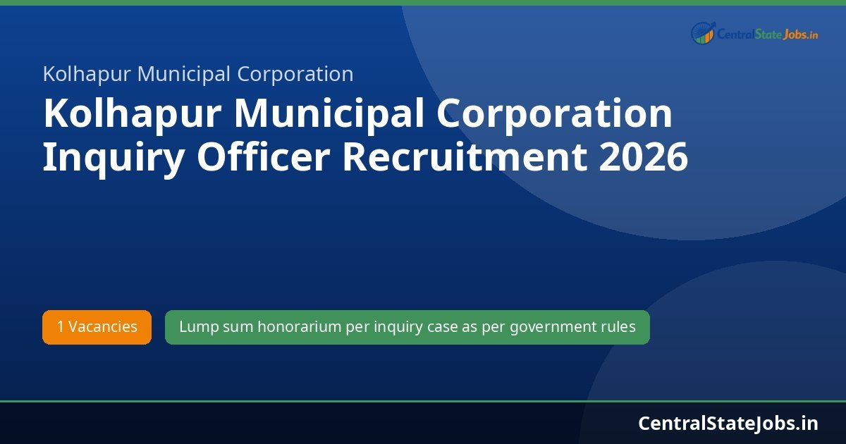 Kolhapur Municipal Corporation Inquiry Officer Recruitment 2026