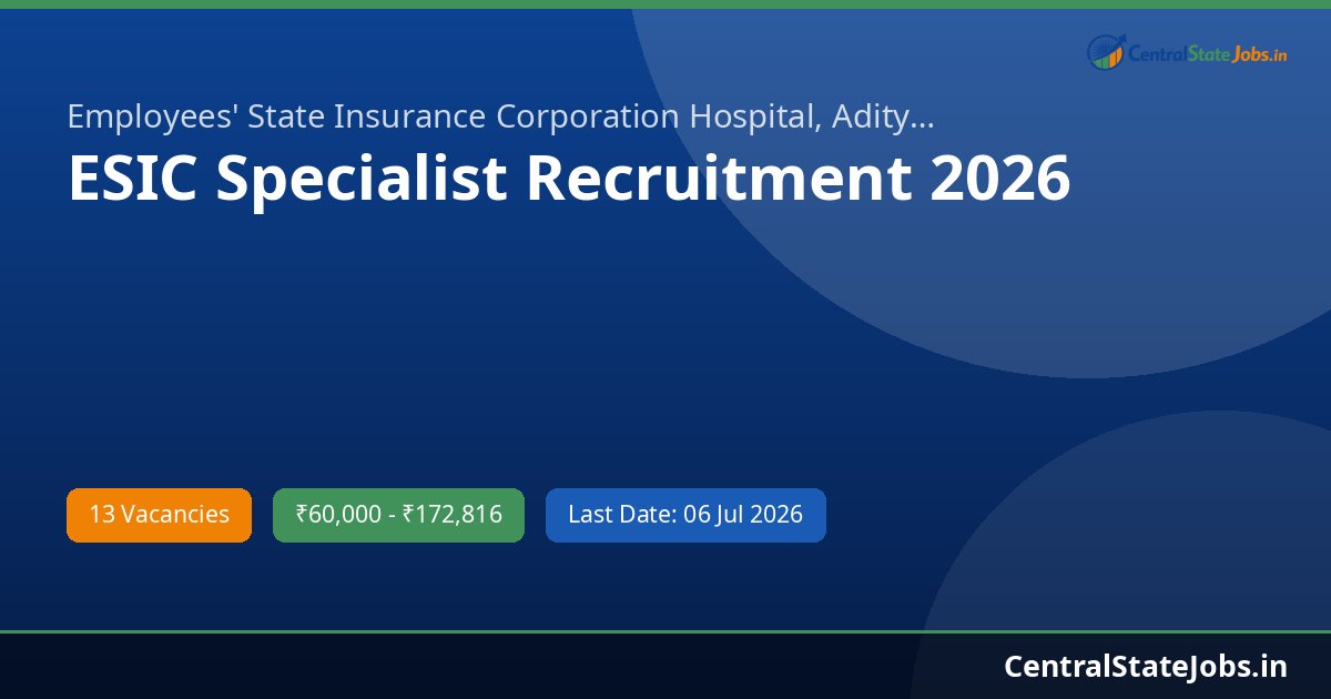 ESIC Specialist Recruitment 2026
