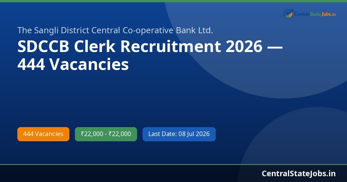 SDCCB Clerk Recruitment 2026 — 444 Vacancies