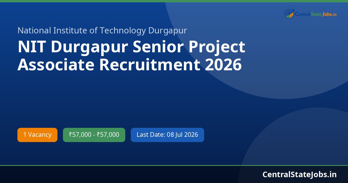 NIT Durgapur Senior Project Associate Recruitment 2026