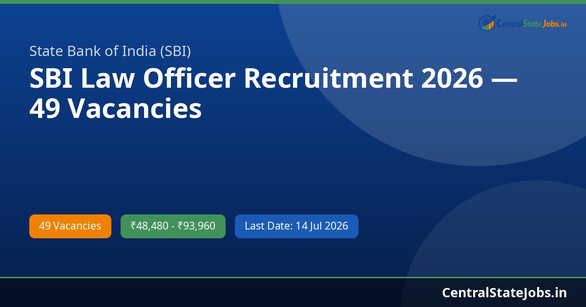 SBI Law Officer Recruitment 2026 — 49 Vacancies