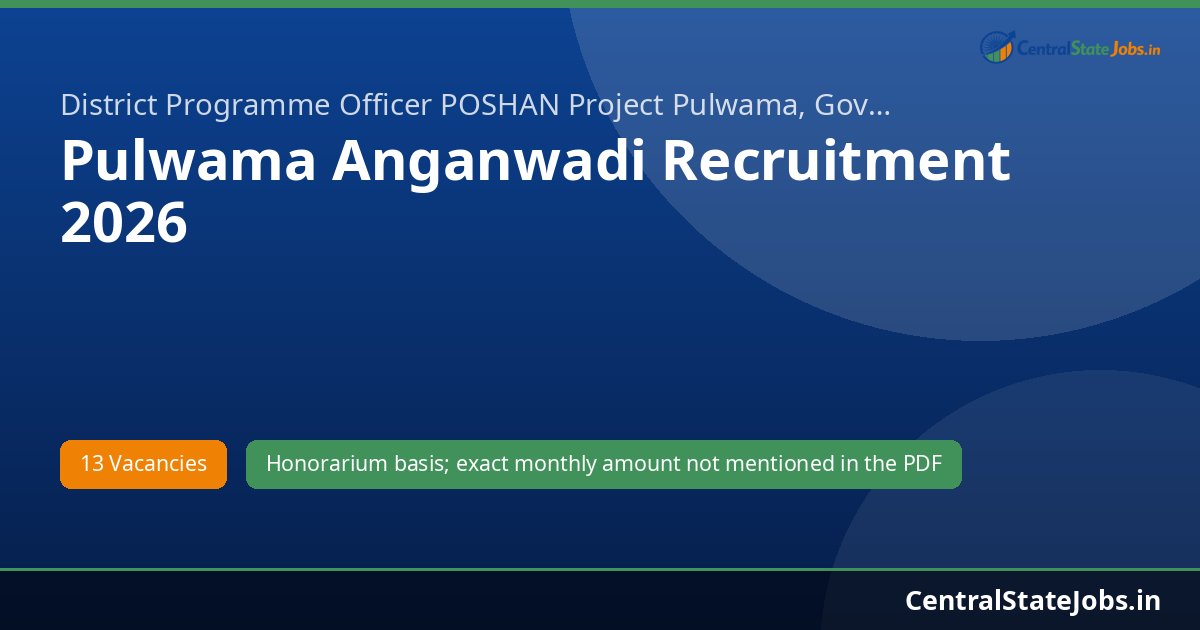 Pulwama Anganwadi Recruitment 2026
