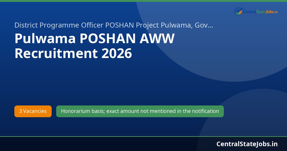 Pulwama POSHAN AWW Recruitment 2026