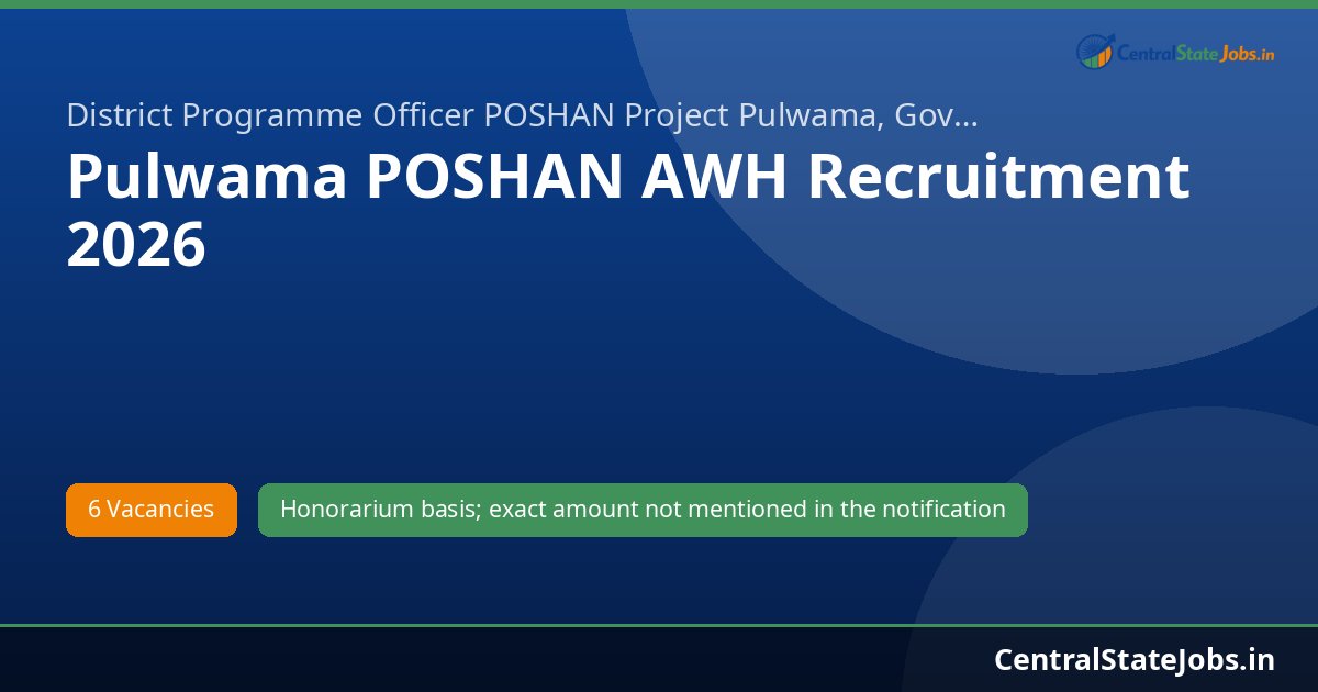 Pulwama POSHAN AWH Recruitment 2026