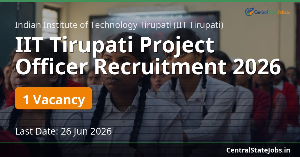 IIT Tirupati Project Officer Recruitment 2026