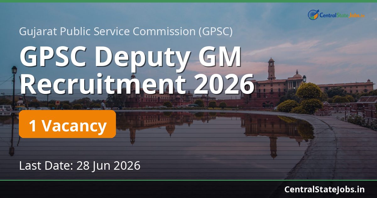 GPSC Deputy GM Recruitment 2026